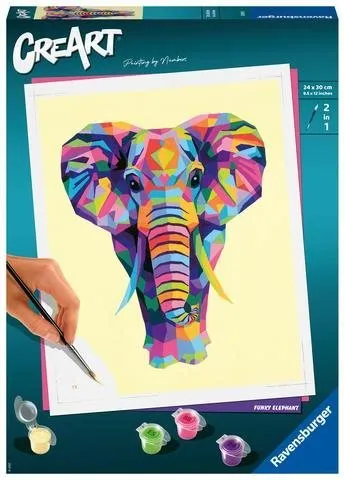 Maľovanie podľa čísel Ravensburger Kreatívne a výtvarné hračky 202034 CreArt Vtipný slon