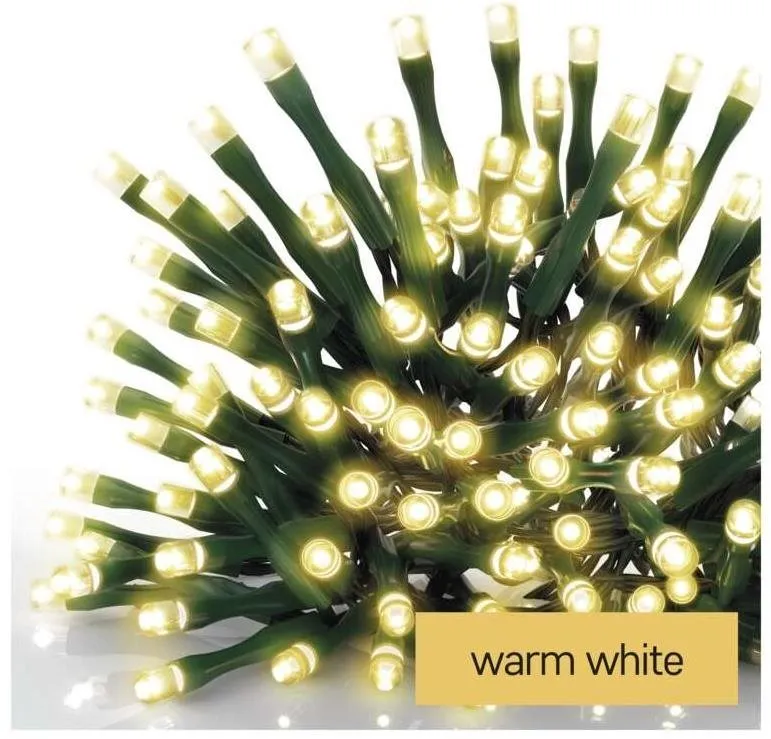Svetelná reťaz EMOS LED vianočná reťaz, 24 m, vonkajšia aj vnútorná, teplá biela, časovač