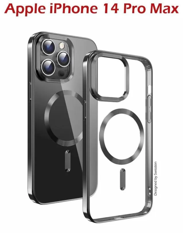 Kryt na mobil Swissten Clear Jelly MagStick Metallic pre iPhone 14 Pro Max čierne