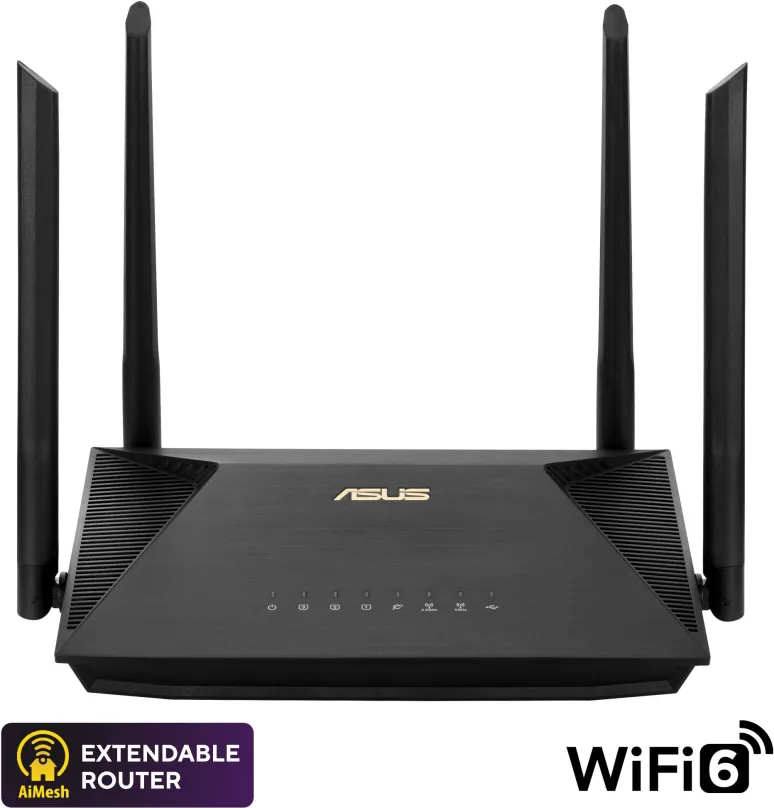 Asus RT-AX53U WiFi router, WiFi 6, 802.11s/b/g/n/ac/ax až 1775 Mb/s, dual-band (2.4 GHz