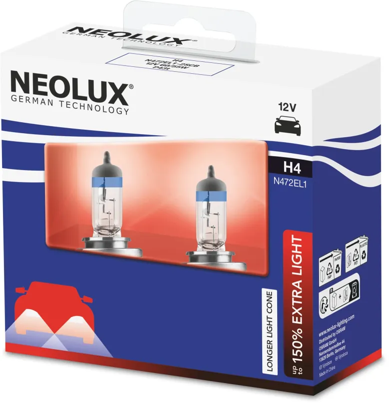Autožiarovka NEOLUX H4 Extra Light +150% 12V, 60/55W