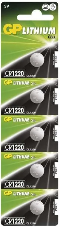 Gombíková batéria GP CR1220 lítiová 5ks v blistri