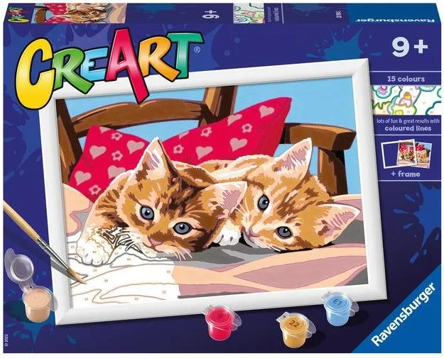 Maľovanie podľa čísel Ravensburger Kreatívne a výtvarné hračky 201945 CreArt Dve maznavé mačiatka