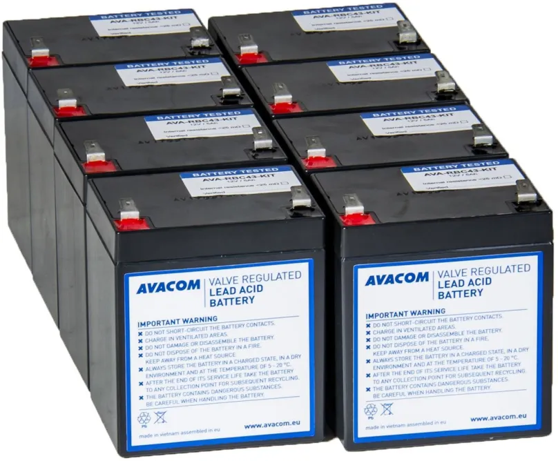 Batéria pre záložné zdroje Avacom náhrada pre RBC43 - batéria pre UPS (8ks)