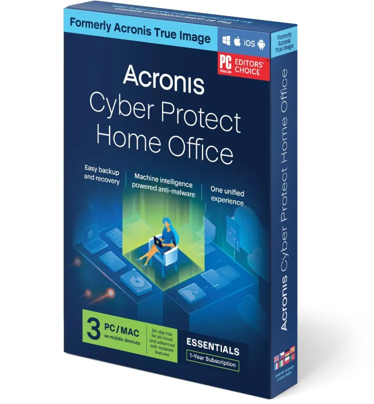 Zálohovací softvér Acronis Cyber Protect Home Office Essentials pre 3 PC na 1 rok (elektronická licencia)