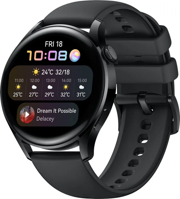 Chytré hodinky Huawei Watch 3 Black, pánske, s ovládaním v slovenčine, AMOLED displej, GPS