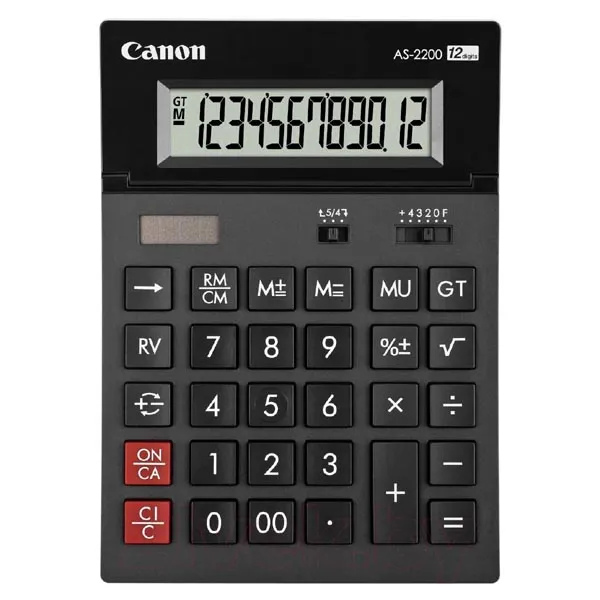 Canon Kalkulačka AS-2200, čierna, stolná, dvanásťmiestna