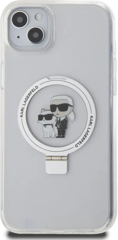 Kryt pre mobil Karl Lagerfeld Ringstand Karl and Choupette MagSafe Zadný Kryt pre iPhone 15 Plus White
