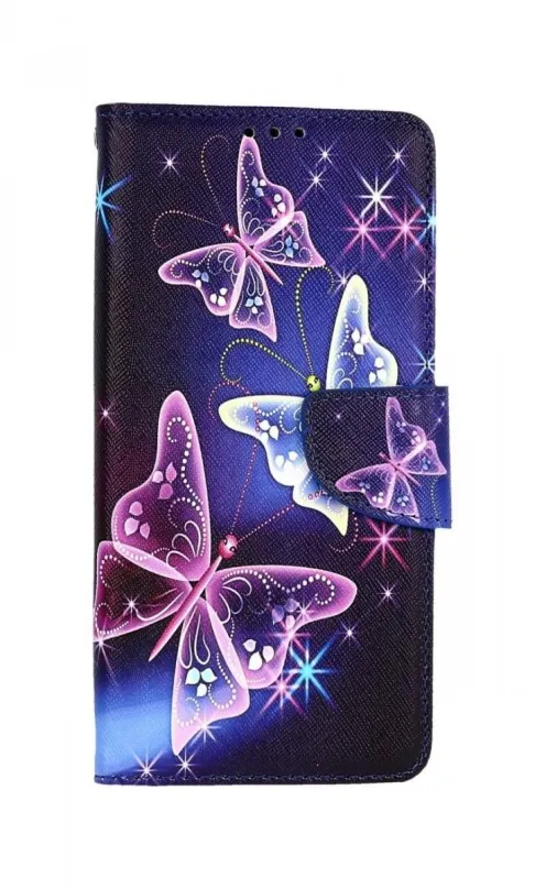 Kryt na mobil TopQ Puzdro Vivo Y35 knižkové Modré s motýlikmi 85379