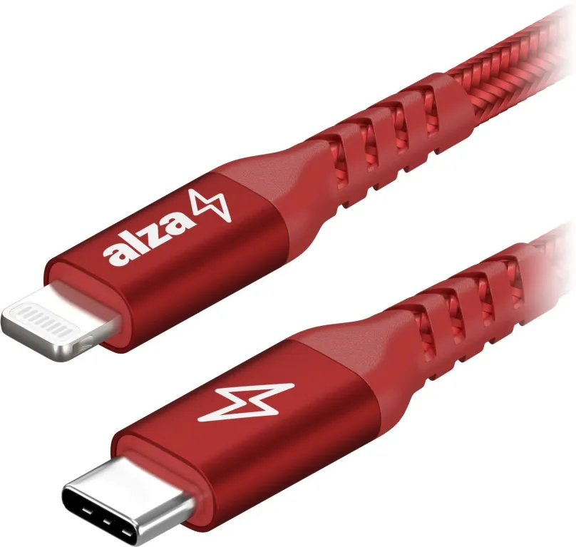 Dátový kábel AlzaPower Alucore USB-C to Lightning MFi 1m červený