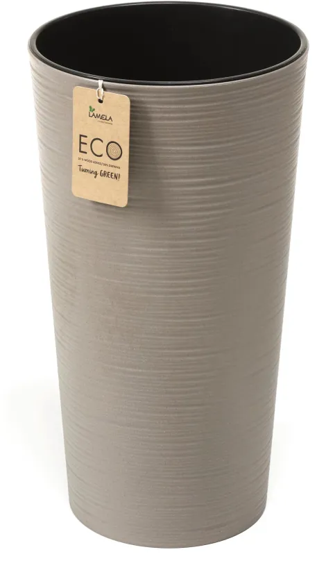 Kvetináč LAMELA, kvetináč LILIA ECO DLUTO - vrúbok O 30 cm, výška 57 cm, sivý