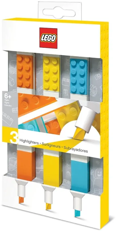 Zvýrazňovač LEGO Zvýrazňovače 3 ks, pre domáce aj kancelárske použitie, skosený hrot, 3ks