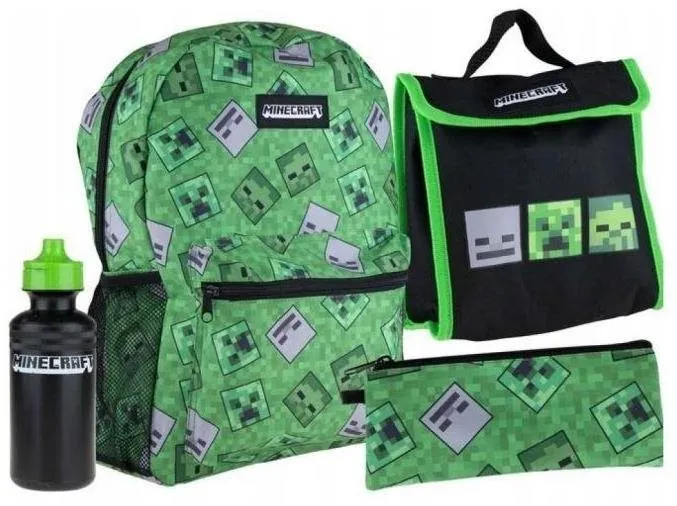 Školský set Školský štvordielny set s batohom Minecraft zelený