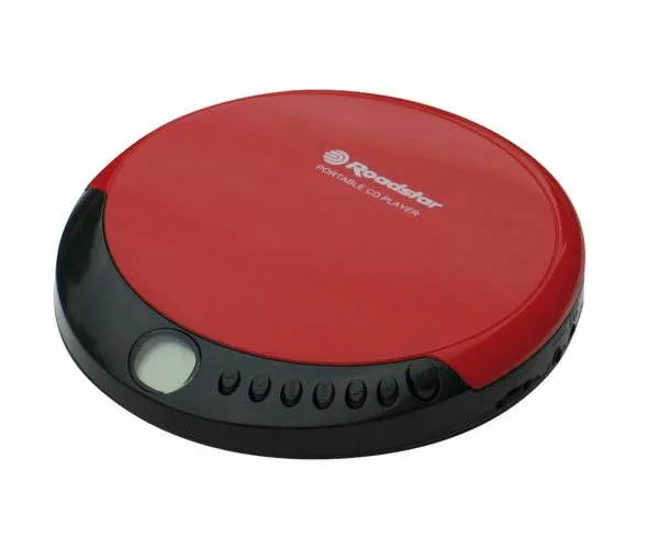 Discman Roadstar PCD-435CD červený, prehrávanie CD, 2 x ceruzková (AA) batéria, displej, h