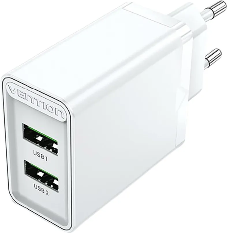 Nabíjačka do siete Vention 2-Port USB (A+A) Wall Charger (18W) White