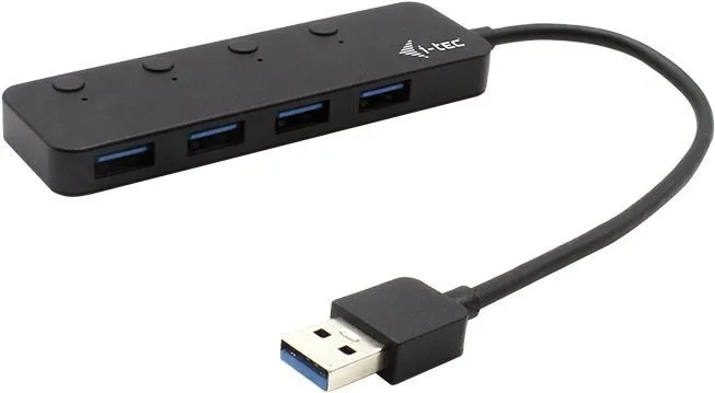 USB Hub i-tec USB 3.0 Metal HUB 4 Port, pripojenie pomocou USB 3.2 Gen 1 (USB 3.0), USB-A