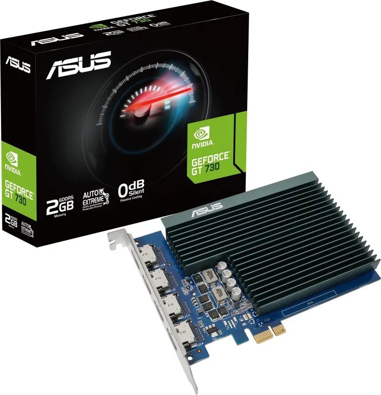 Grafická karta ASUS GeForce GT 730-4H-SL-2GD5, 2 GB GDDR5 (5010 MHz), NVIDIA GeForce, Kep