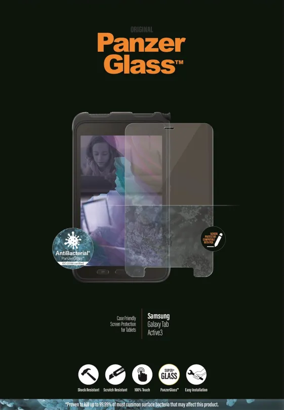 Ochranné sklo PanzerGlass Edge-to-Edge Antibacterial pre Samsung Galaxy Tab Active 3 číre