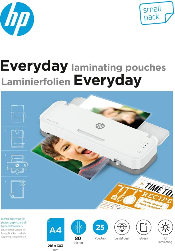Laminovacie fólie HP Everyday A4 80 Micron Small Pack, 25 ks