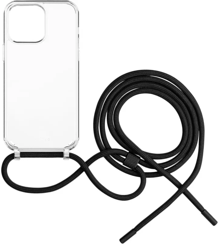 Kryt na mobil FIXED Pure Neck s čiernou šnúrkou na krk pre Apple iPhone 13 Pro