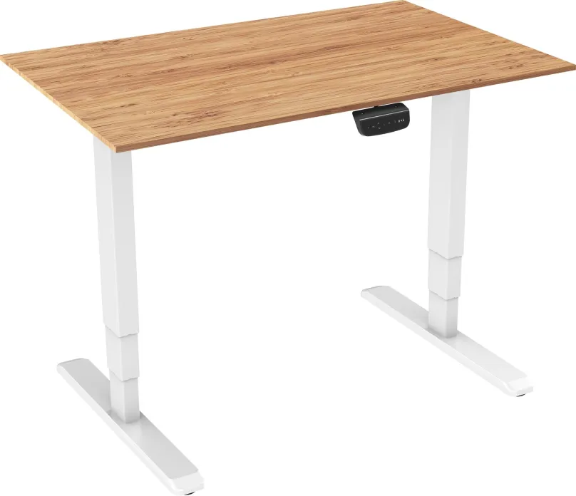 Výškovo nastaviteľný stôl AlzaErgo Table ET1 NewGen biely + doska TTE-01 140x80cm bambusová