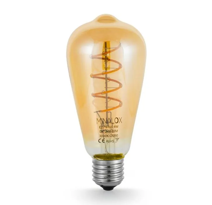 Stmievateľná LED Žiarovka Minalox ST64FSG E27 2W 24V 2330K