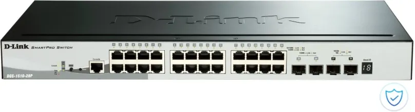 Switch D-Link DGS-1510-28P, 24 portový, 10 Gbit, 2x SFP, QoS, PoE, VLAN, L3, stohovateľný,