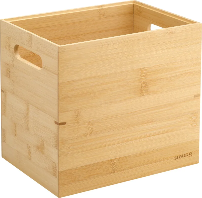 Úložný box Siguro Box Bamboo Line 11 l, 24 x 18,5 x 26 cm, stohovateľný, z prírodného bamb