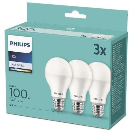Philips 8718699694906 3x LED žiarovka 1x14W | E27 | 1521lm | 4000K triple pack