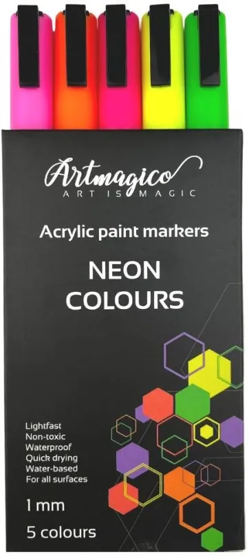 Popisovač Artmagico akrylové popisovače s jemným hrotom - neónové - 5 ks