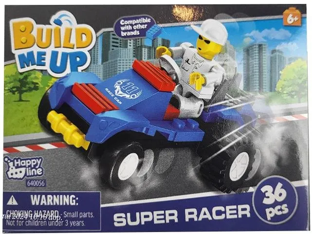 Stavebnica Mikro trading BuildMeUp stavebnica super racer - Autíčko modré s panáčikom 36 ks