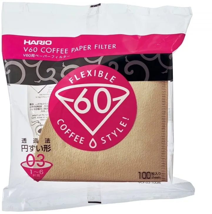 Filter na kávu Hario Misarashi papierové filtre V60-03, nebielené, 100ks