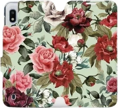 Kryt na mobil Flipové puzdro na mobil Samsung Galaxy A10 - MD06P Ruže a kvety na svetlo zelenom pozadí