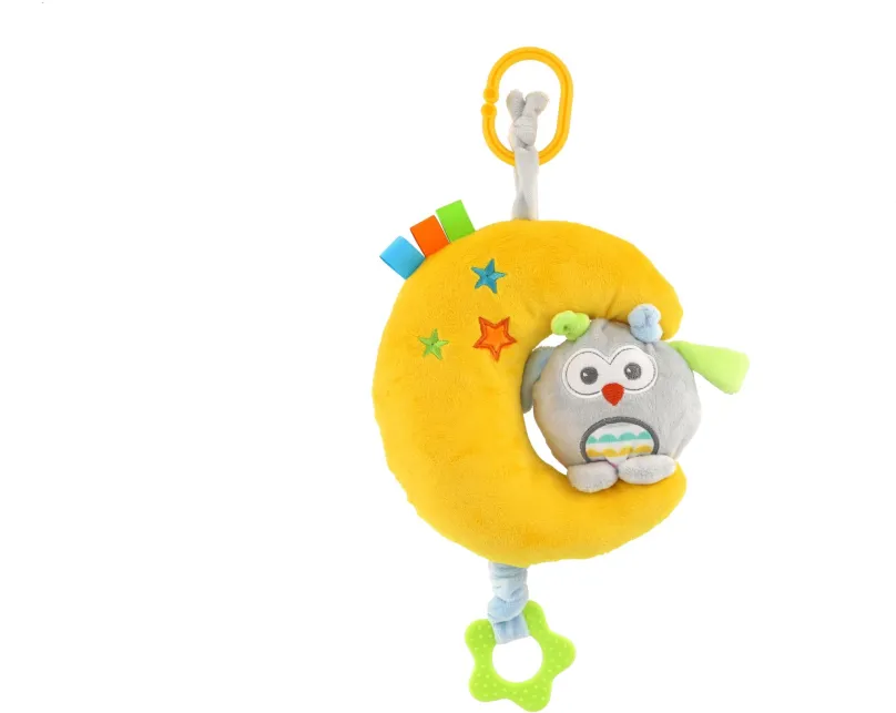 Hračka na kočík Teddies Mesiac so sovou záves na postieľku naťahovací hrací strojček