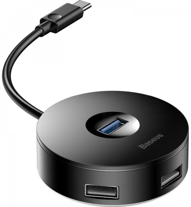 USB Hub Baseus roundbox HUB adaptér Type-C 10cm, Black