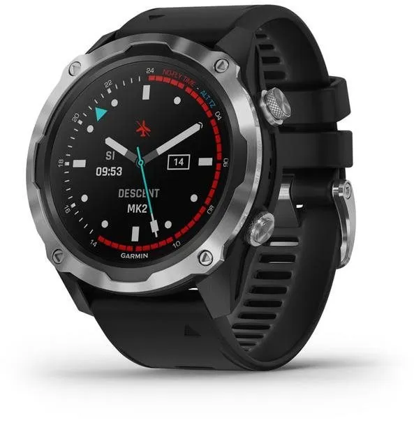 Chytré hodinky Garmin Descent Mk2 Nerezová oceľ s čiernym remienkom
