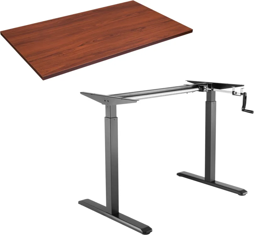 Výškovo nastaviteľný stôl AlzaErgo Table ET3 čierny + TTE-12 120x80cm hnedá dyha