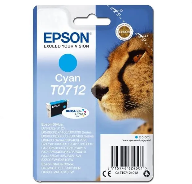 Cartridge Epson T0712 azúrová