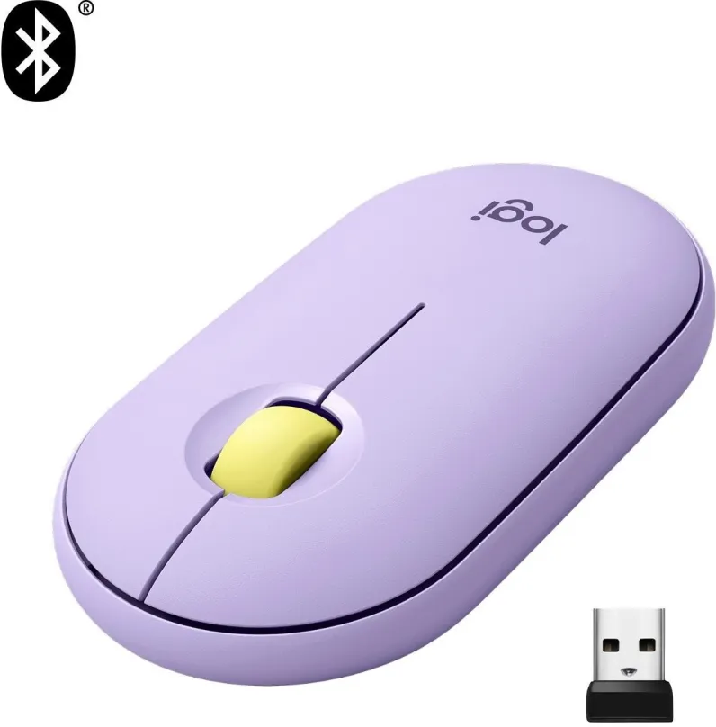 Myš Logitech Pebble M350 Wireless Mouse, Lavender & Lemonade