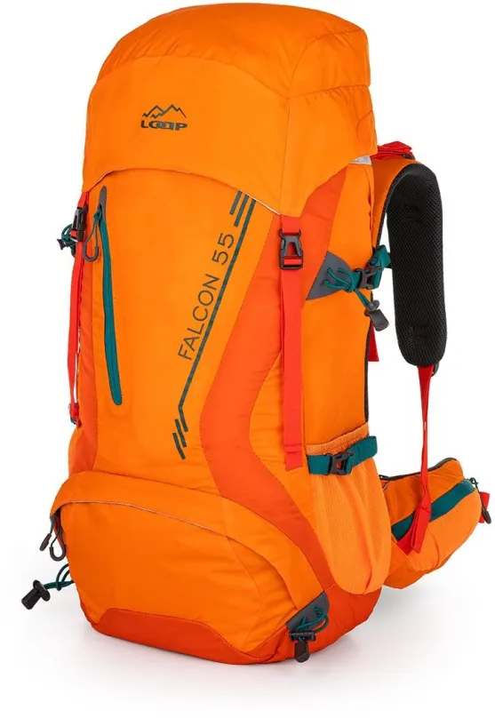 Turistický batoh Loap Falcon 55 oranžová/zelená, s objemom 55 l, unisex prevedenie, rozmer
