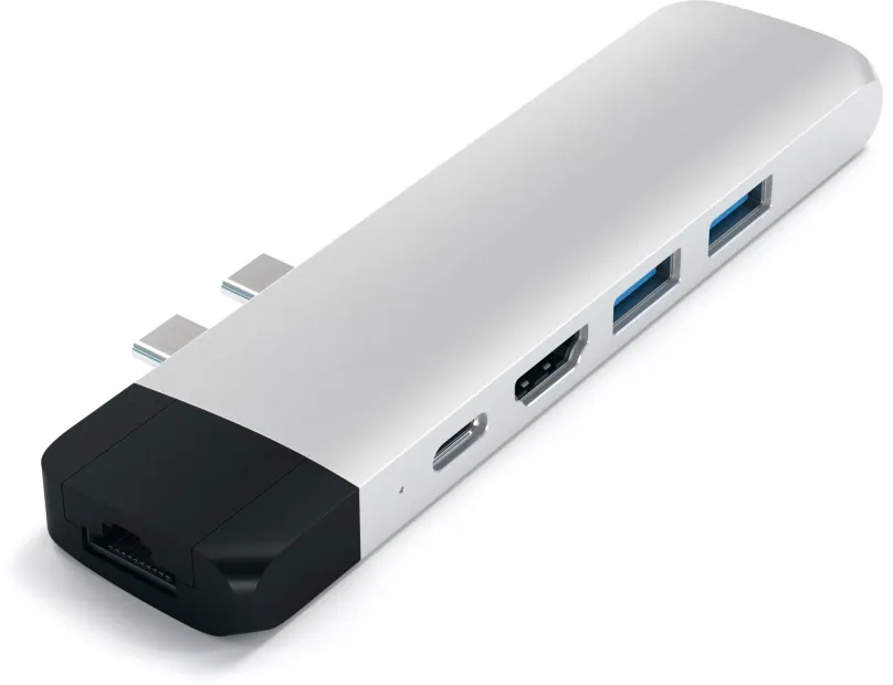 Replikátor portov Satechi Aluminium Type-C PRO Hub (HDMI 4K, PassThroughCharging, 1x USB3.0, 1xSD, Ethernet) - Silver