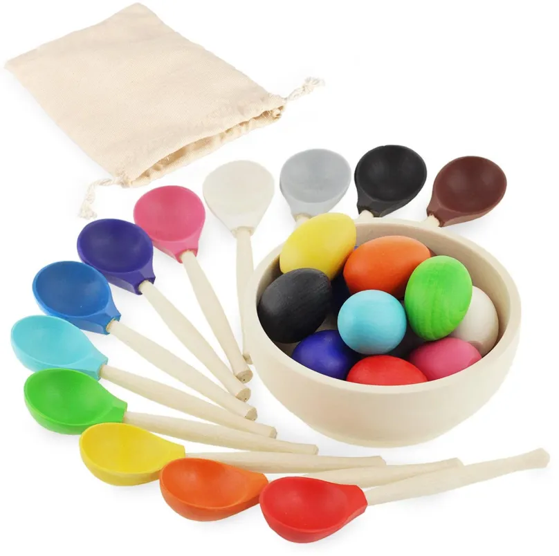 Vzdelávacia sada Ulanik Montessori drevená hračka "Eggs and spoons"