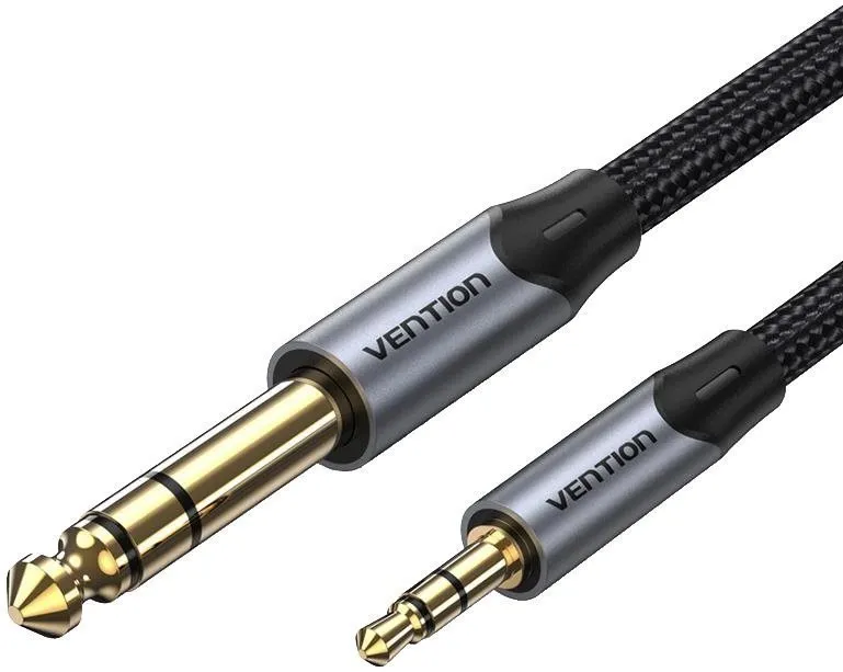Audio kábel Vention Cotton Braided TRS 3.5mm Male to 6.5mm Male Audio Cable 3m Gray Aluminum Alloy Type