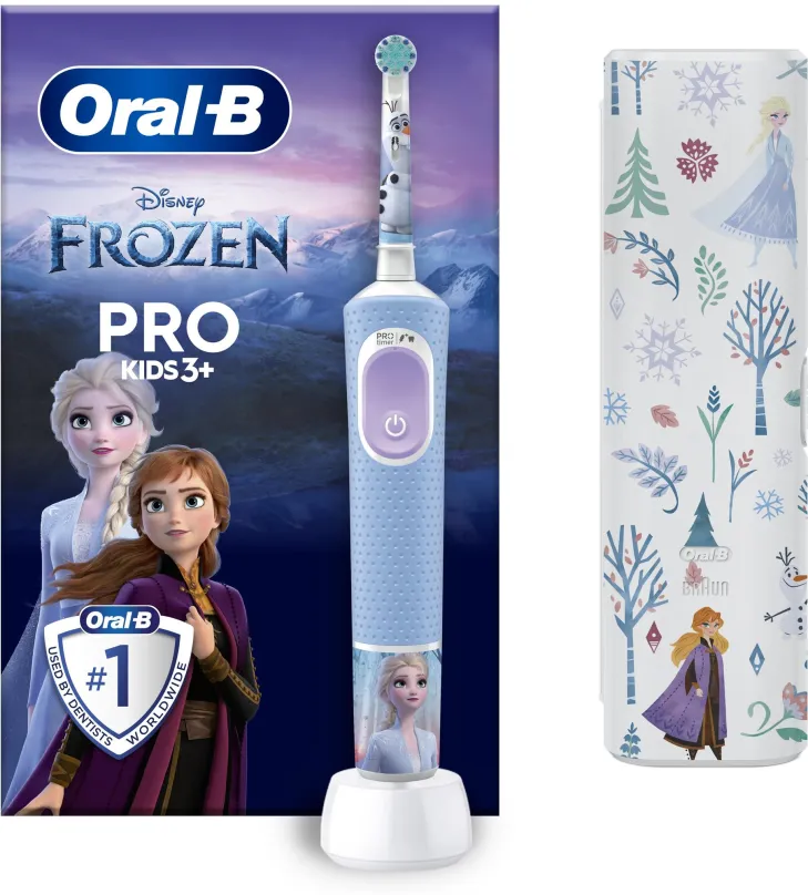 Elektrická zubná kefka Oral-B Pro Kids Ľadové Kráľovstvo S Designom Od Brauna s puzdrom