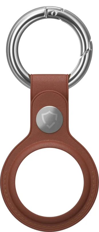 AirTag kľúčenka AlzaGuard Genuine Leather Keychain pre Airtag hnedá