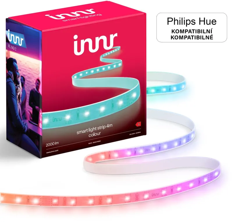 LED pásik Innr Chytrý interiérový LED pásik Colour 4m, kompatibilný s Philips Hue, 16M farieb a tóny bielej