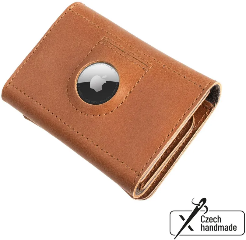 Peňaženka FIXED Tripple Wallet for AirTag z pravej hovädzej kože hnedá