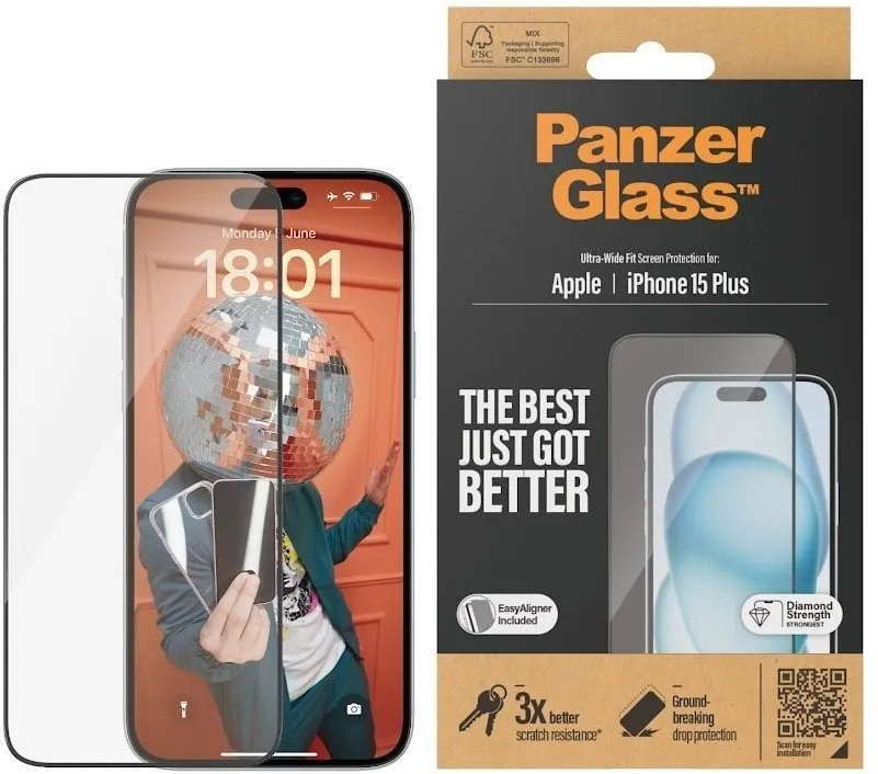 Ochranné sklo PanzerGlass Apple iPhone 15 Plus s inštalačným rámčekom