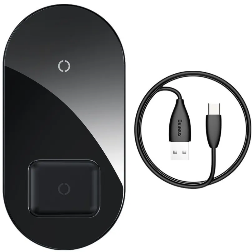 Bezdrôtová nabíjačka Baseus Simple 2 in 1 Qi Wireless Charger 18W Max For iPhone + AirPods Black