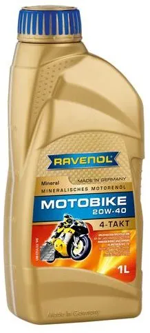 Motorový olej RAVENOL Motobike 4-T Mineral 20W-40; 1 L, 20W-40, minerálne, pre 4-taktné mo